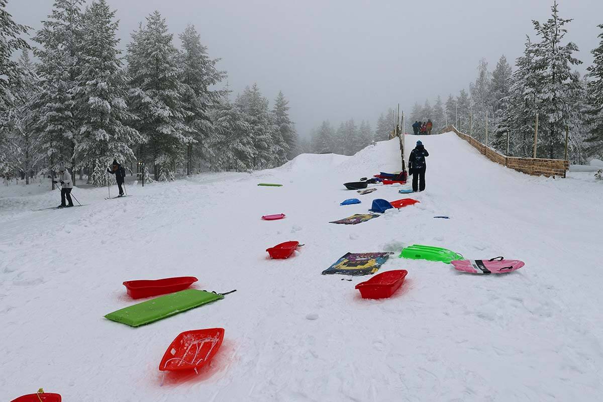Sledding hill at Lapland Winter Park in Rovaniemi