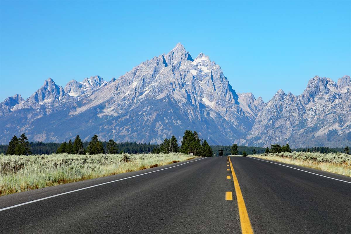 Best road trip destinations in the world - scenic road in Grand Teton National Park USA