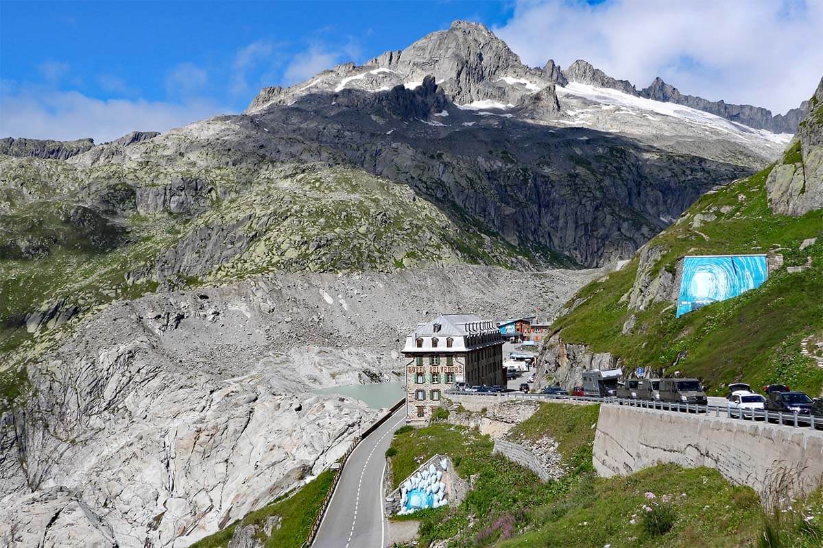 Furka Pass scenic mountain road in Switzerland