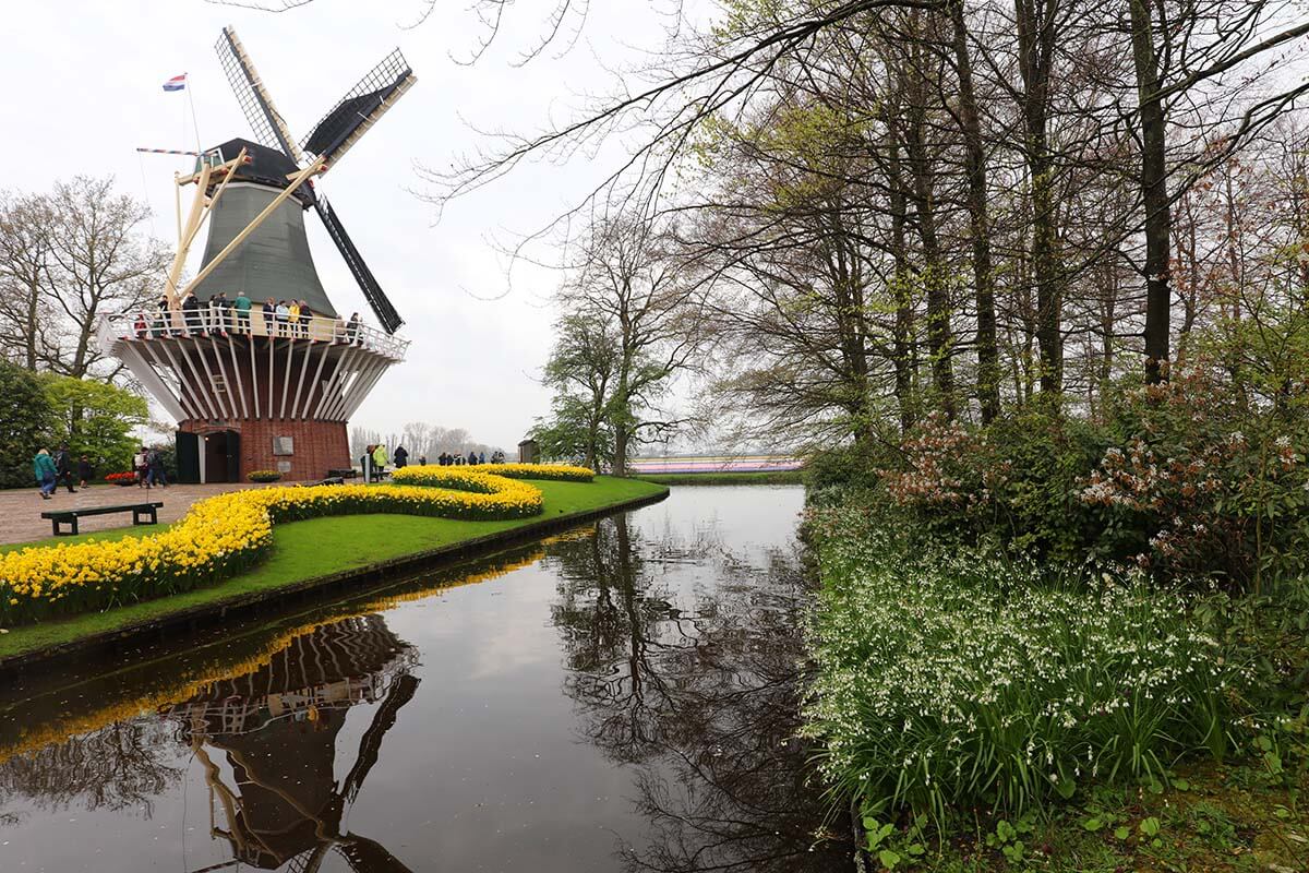 Keukenhof windmill on a grey spring day in April