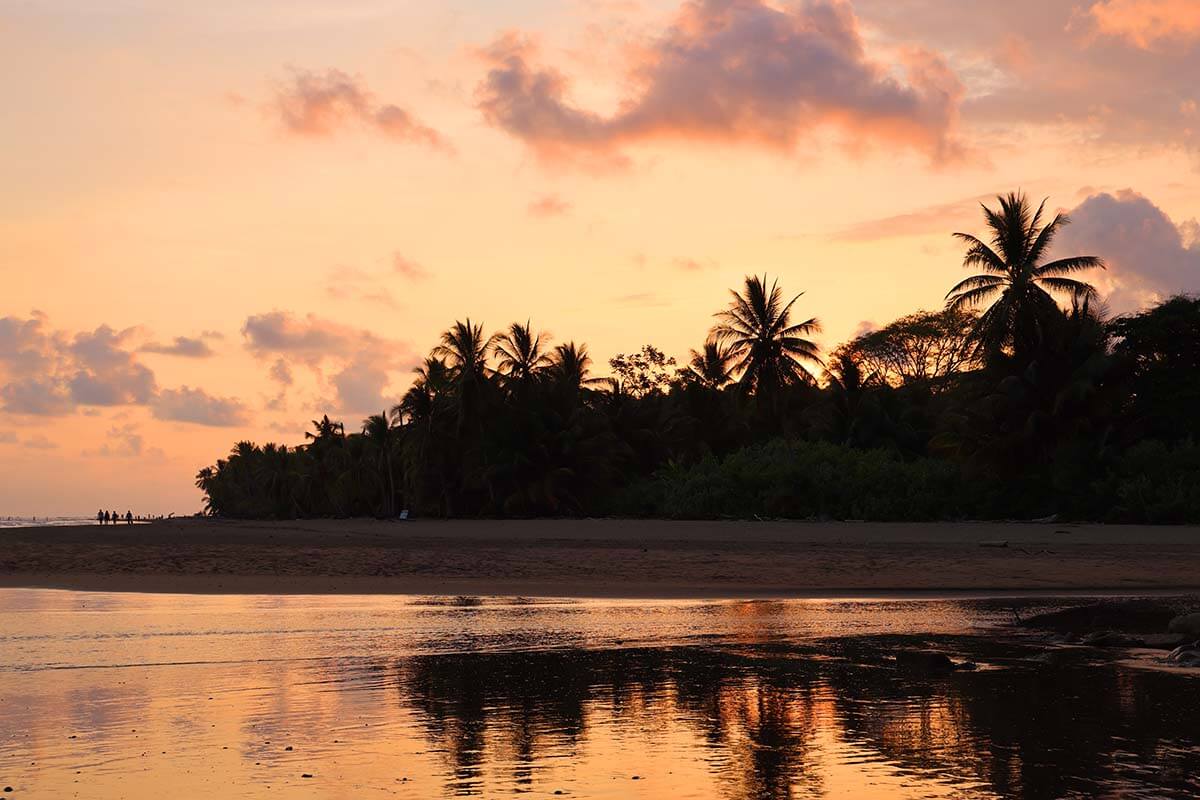 Uvita beach in Costa Rica at sunset