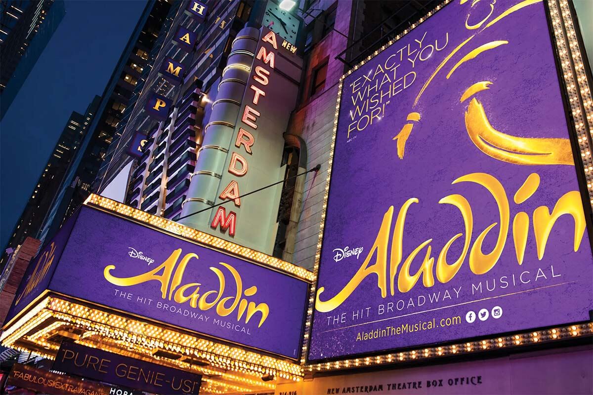 Aladdin Broadway Musical sign in NYC