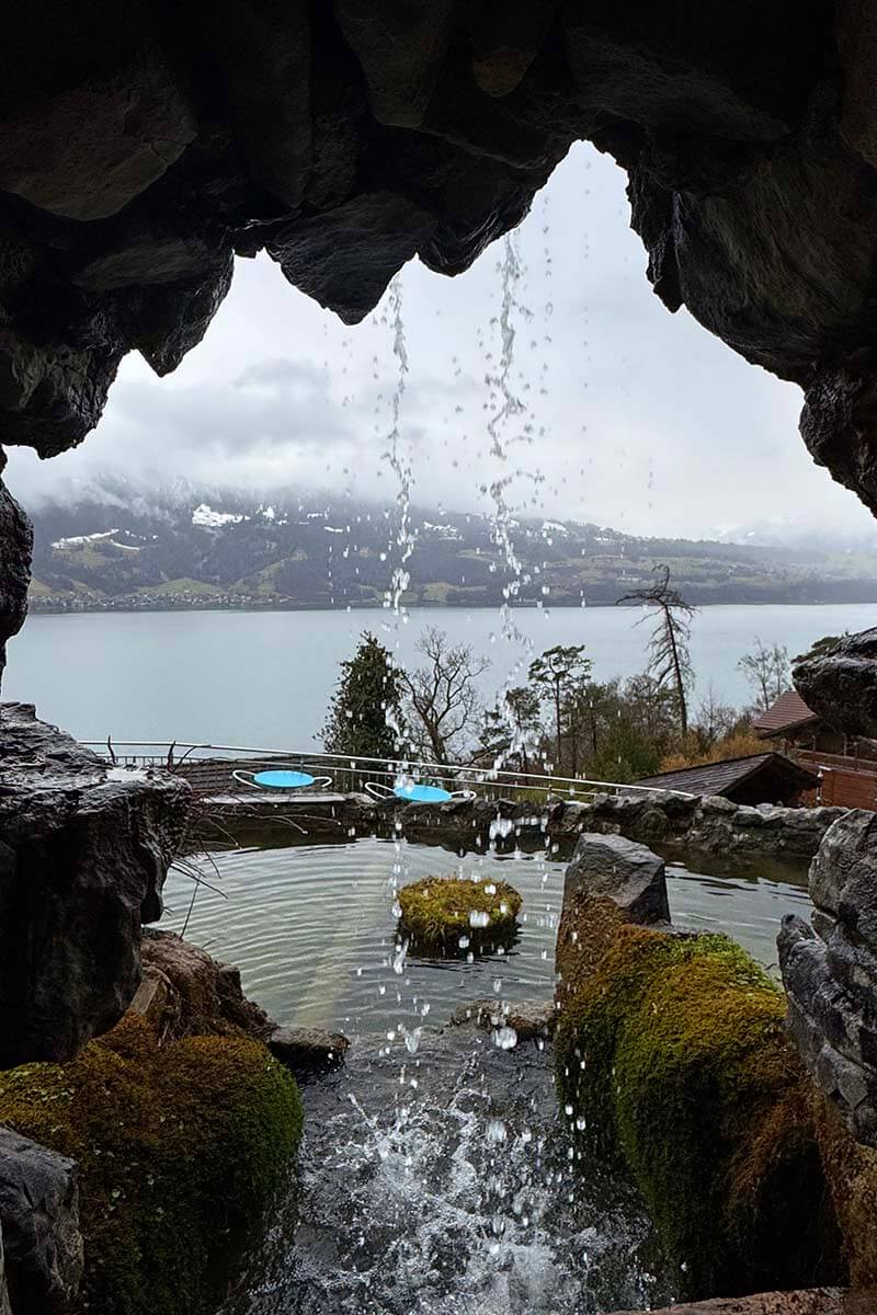 Behind a waterfall - Lake Thun view from St Beatus Caves