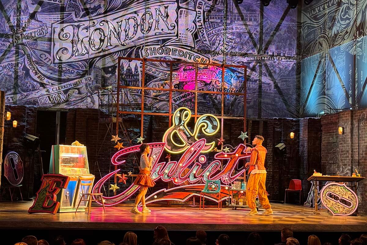 & Juliet Broadway musical set at the Stephen Sondheim Theatre