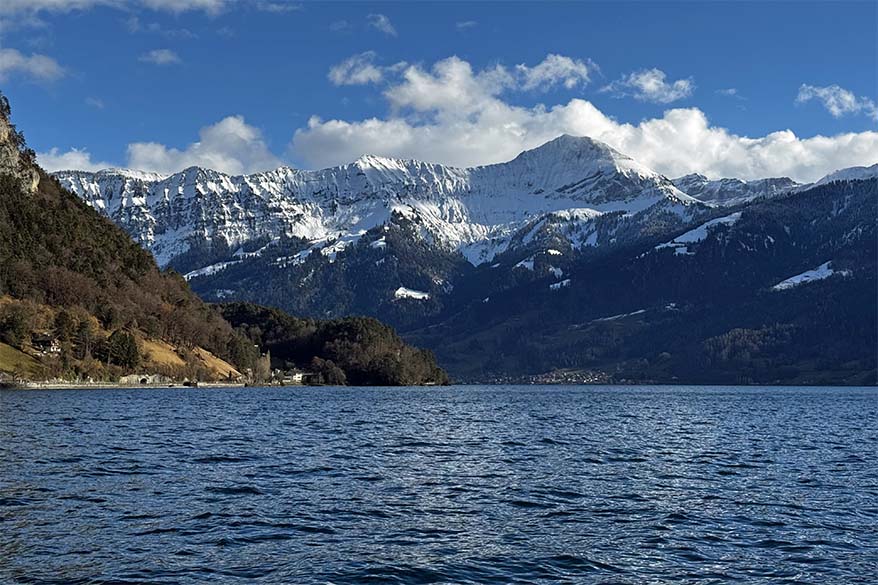 Mountain scenery on Lake Thun near Interlaken