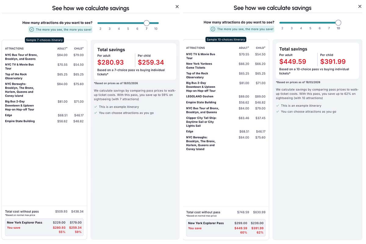 Go City New York Explorer Pass savings examples