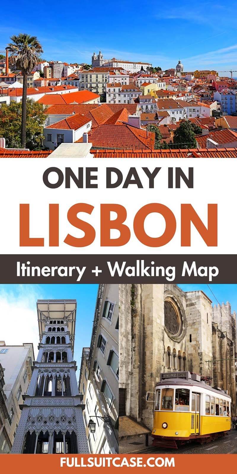One day in Lisbon itinerary and walking map with top places to see