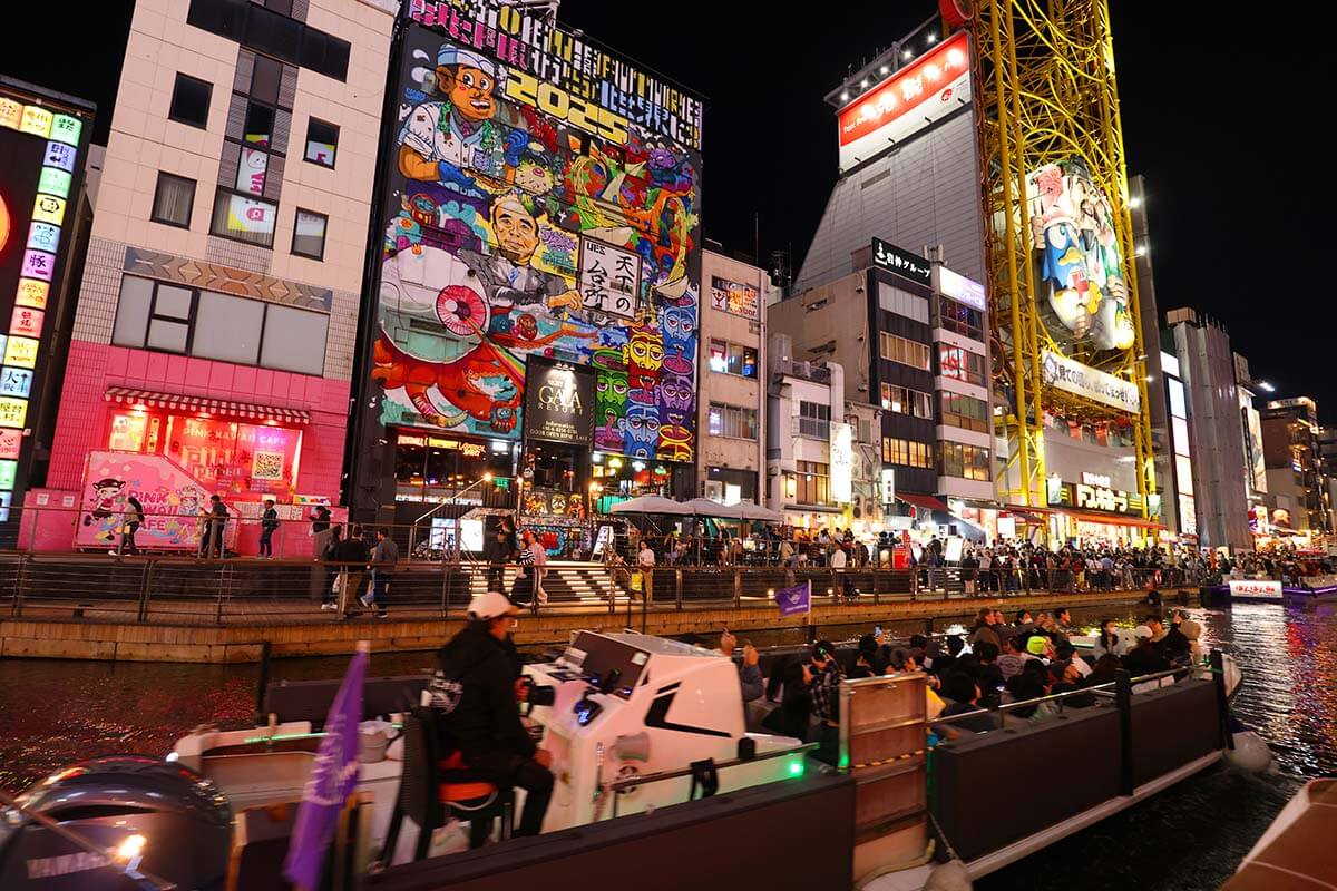 Dotonbori river cruise and neon lights in Osaka Japan