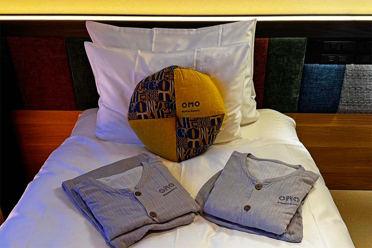 Pajamas in our room at OMO5 Gotanda Tokyo Hotel - one of the unique things in Japan that are strange to foreigners