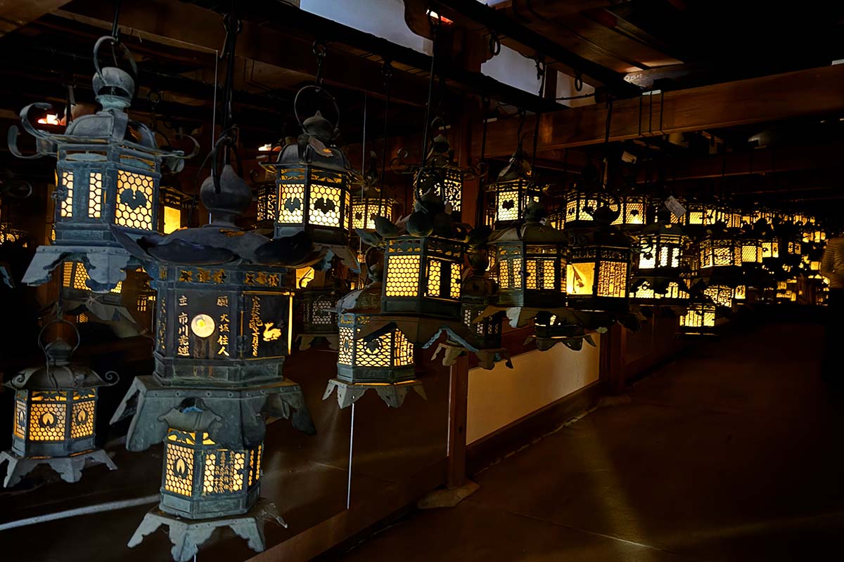 Lanterns at Kasuga Taisha in Nara offer a glimpse of what the famous lantern festivals look like.