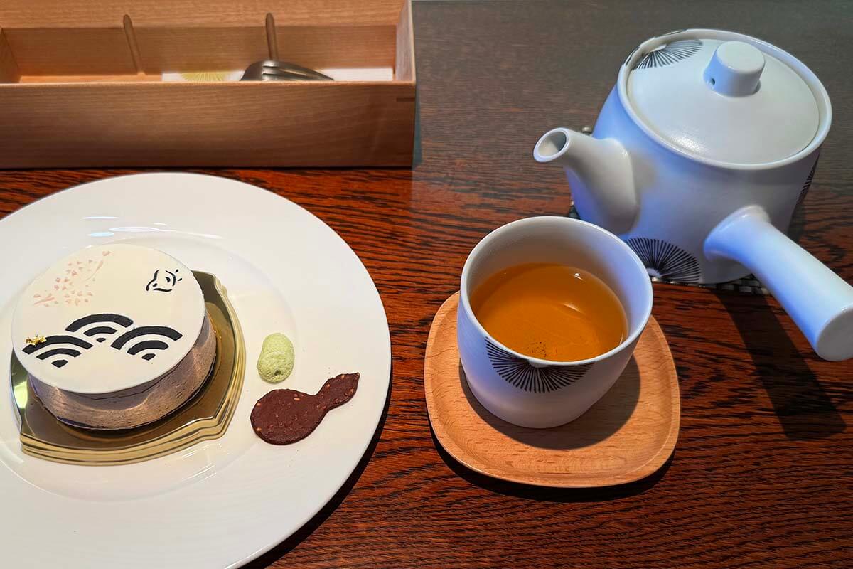 Japanese tea and pastry at a tea house in Gion Kyoto