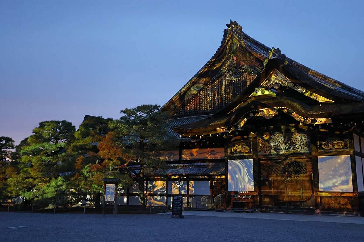 Light projections on Nijo-jo Castle in Kyoto during the Sakura festival in April