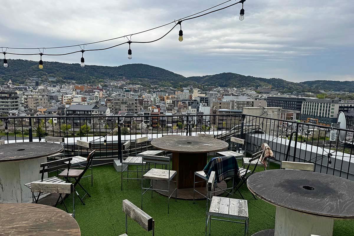 Mar Cafe rooftop terrace overlooking Kyoto