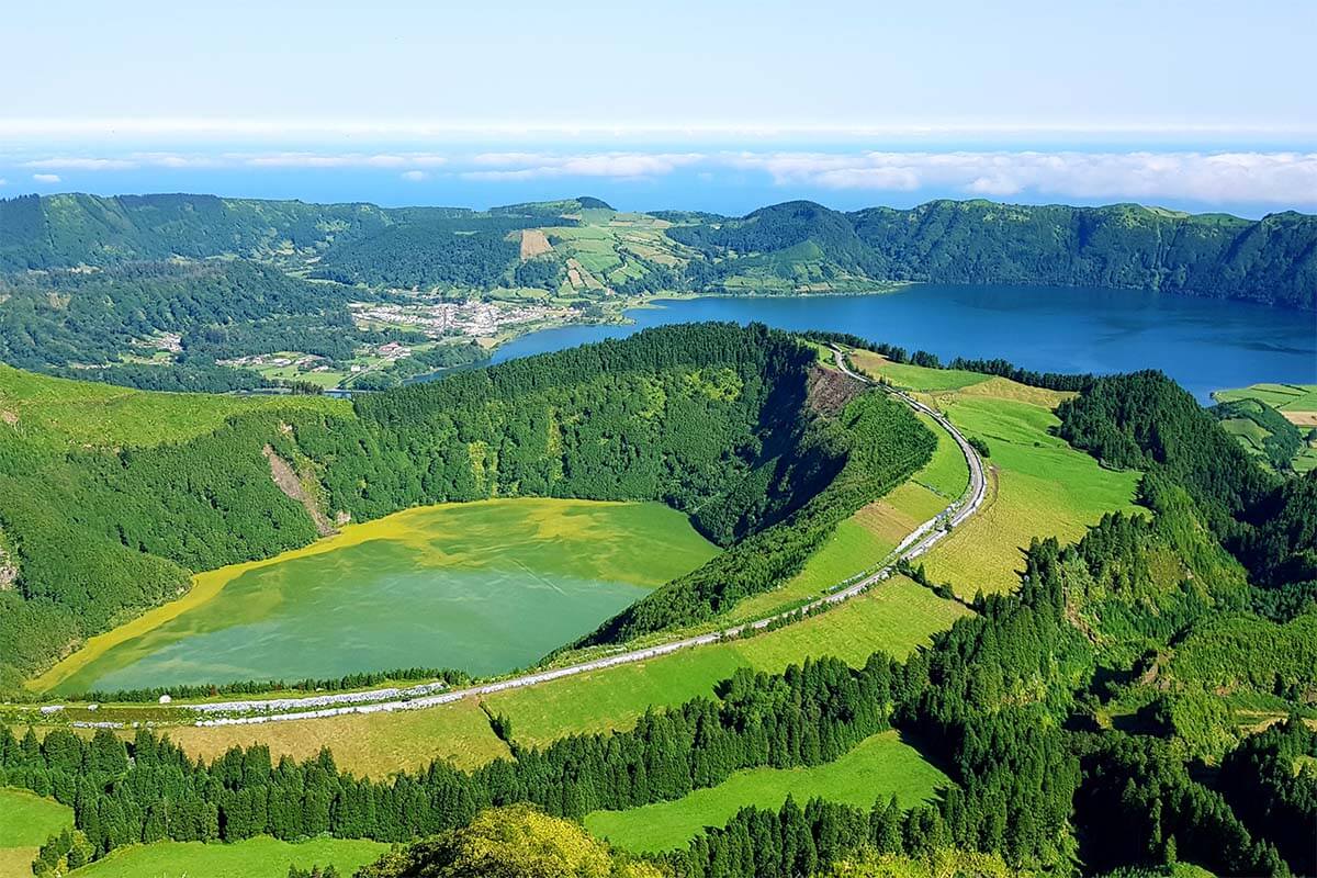 Sete Cidades twin lakes on Sao Miguel Island, Azores, Portugal – a cool summer destination in Europe