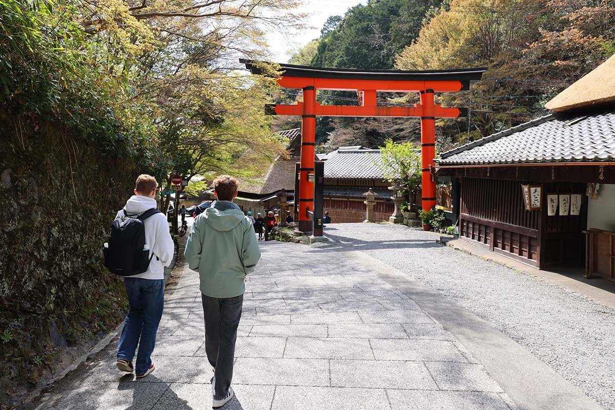 Tourists walking on the Saga-Toriimoto preserved street in Kyoto