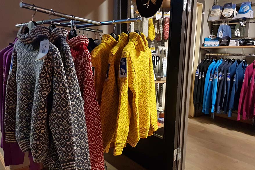 Norwegian wool sweaters for sale at a local store in Longyearbyen