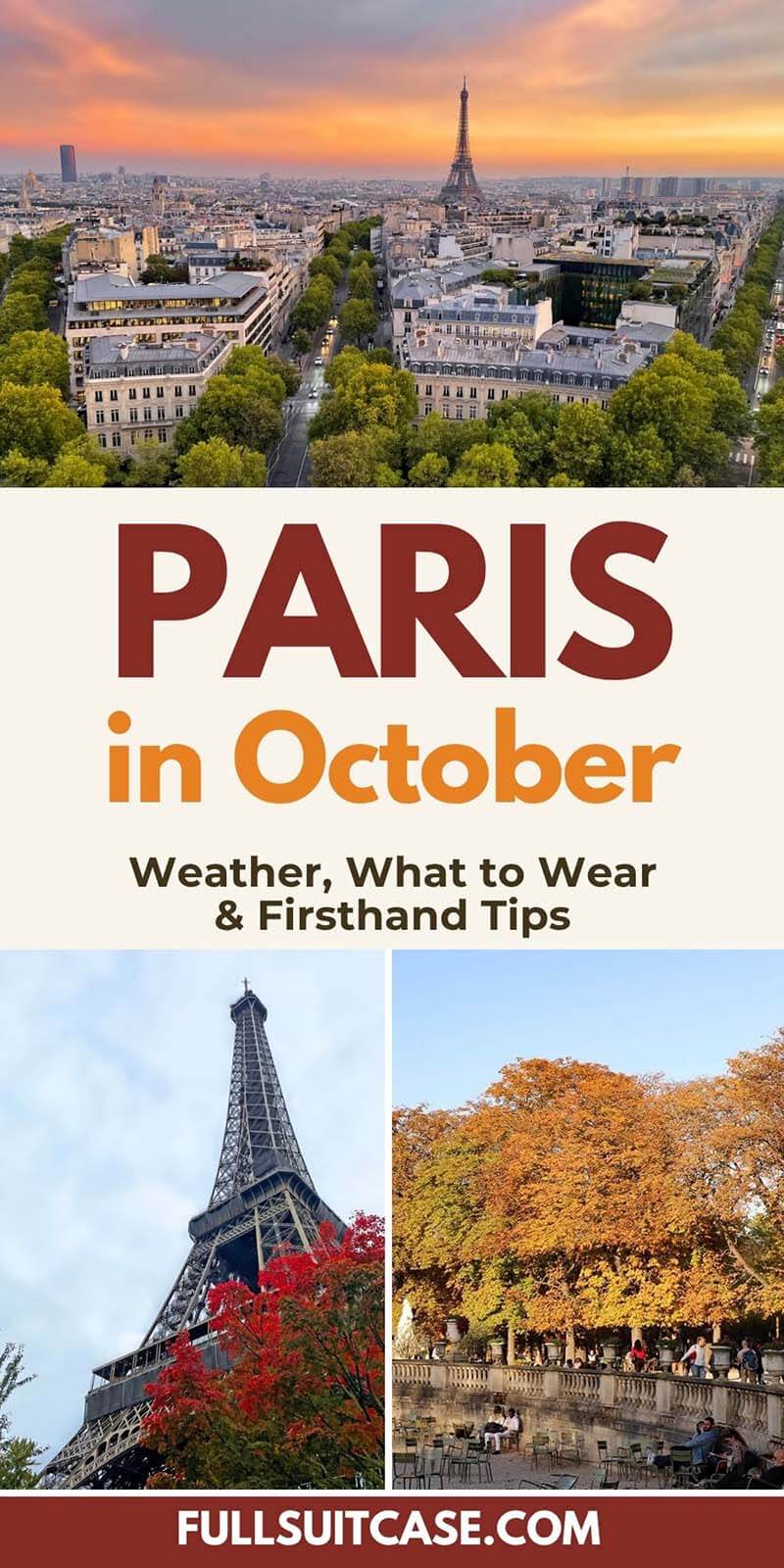Paris in October travel guide featuring the Eiffel Tower and fall colors