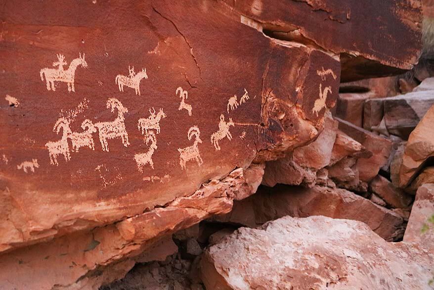 Ancient rock art in Arches National Park near Moab Utah