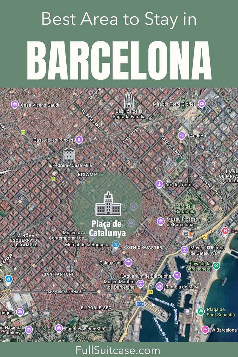 Map of the best area to stay in Barcelona