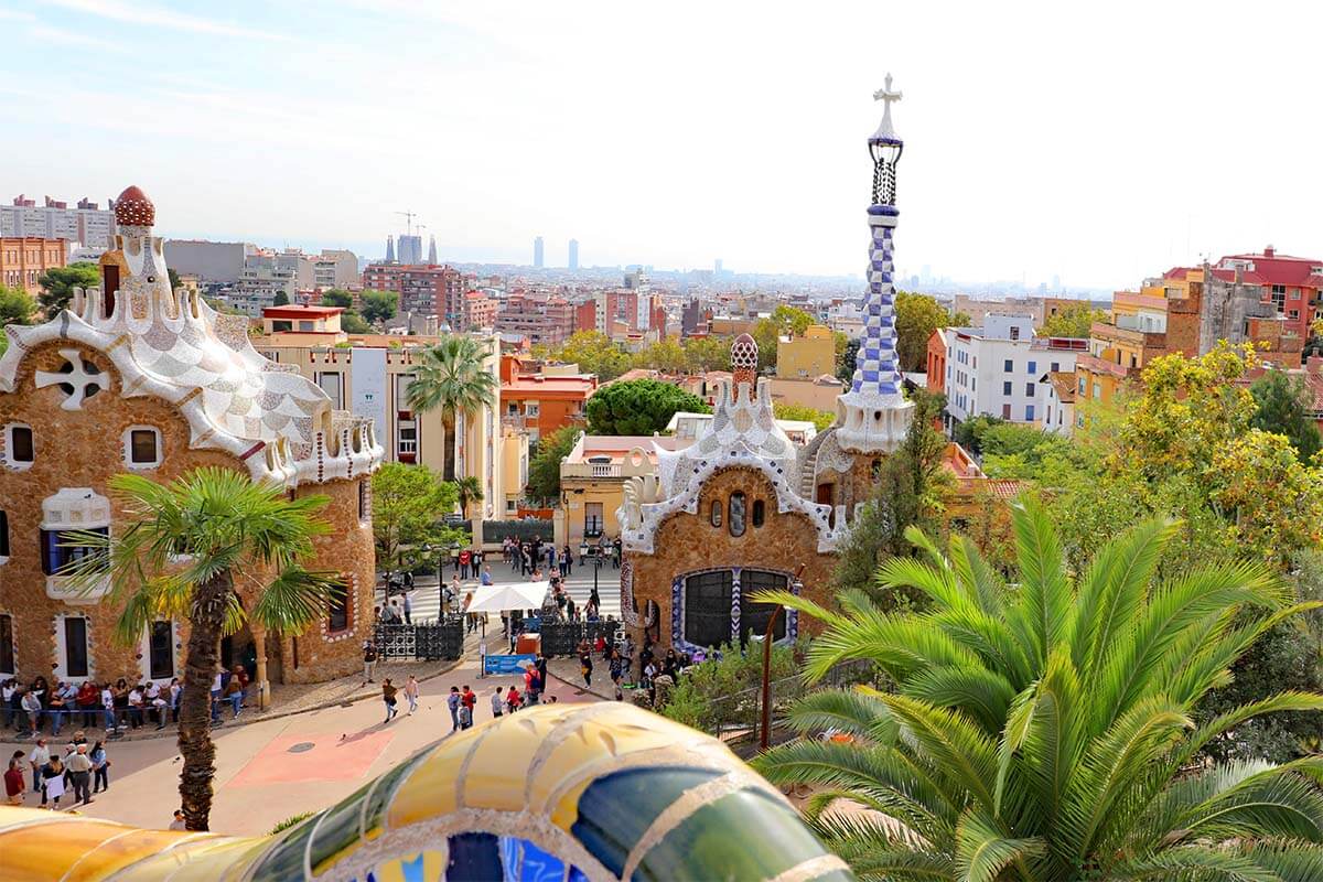 Park Guell and Barcelona skyline