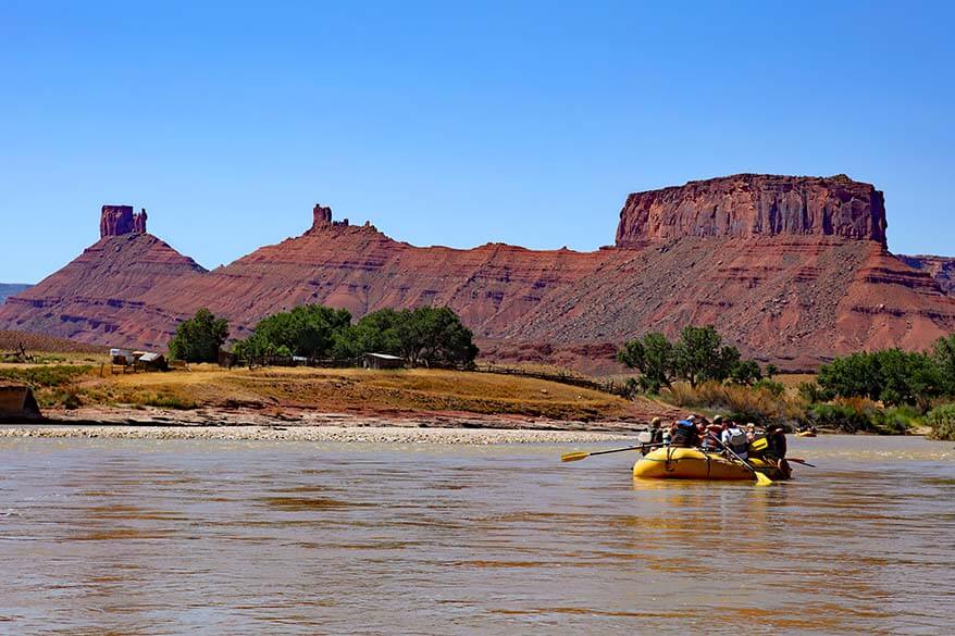 People rafting on the Colorado River near Moab in Utah