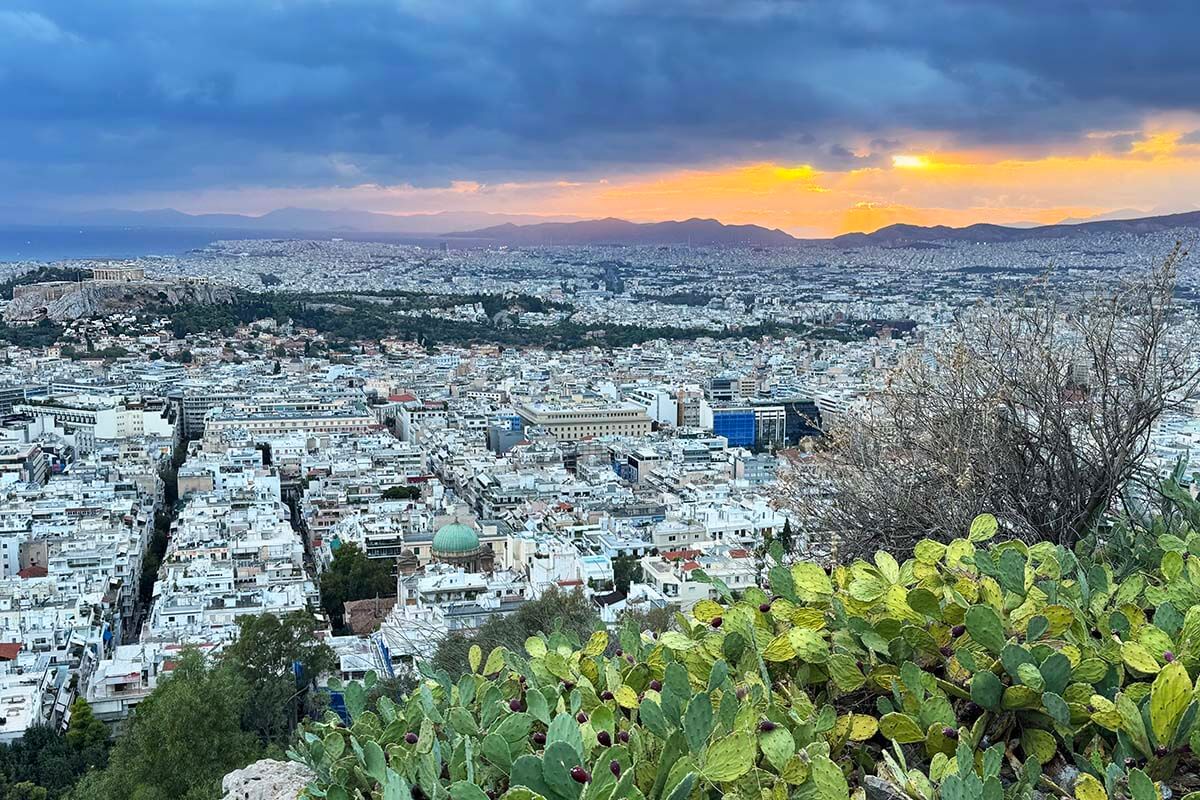 Athens skyline at sunset - view from Mount Lycabettus