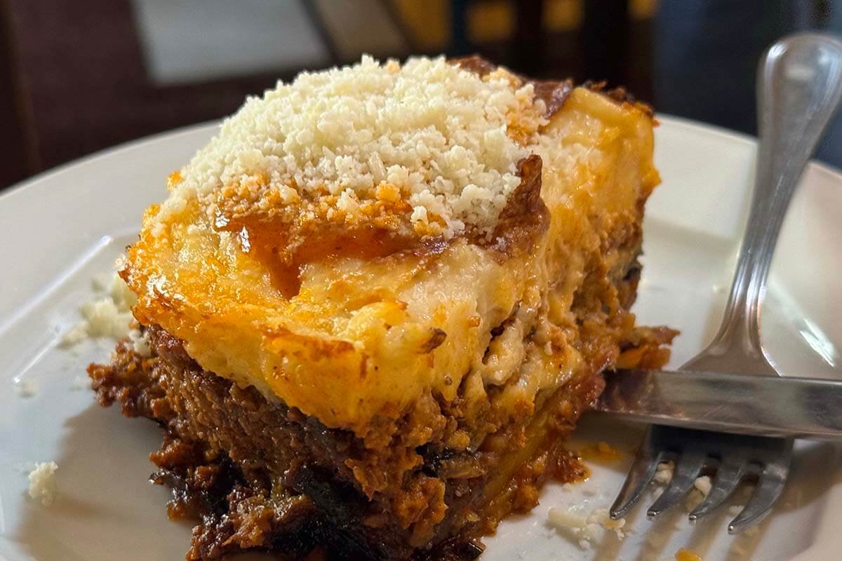 Greek Moussaka served at Restaurant Scholarhio in Plaka district in Athens