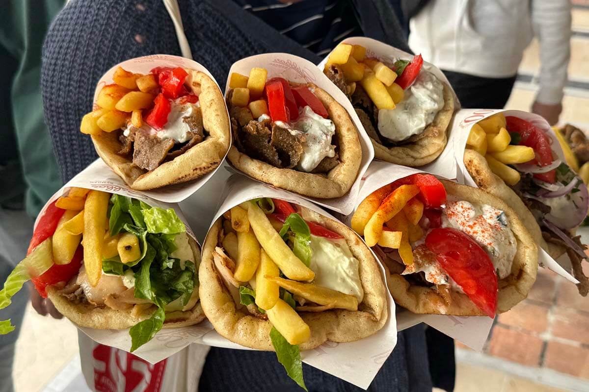Greek gyros on our Athens food tour