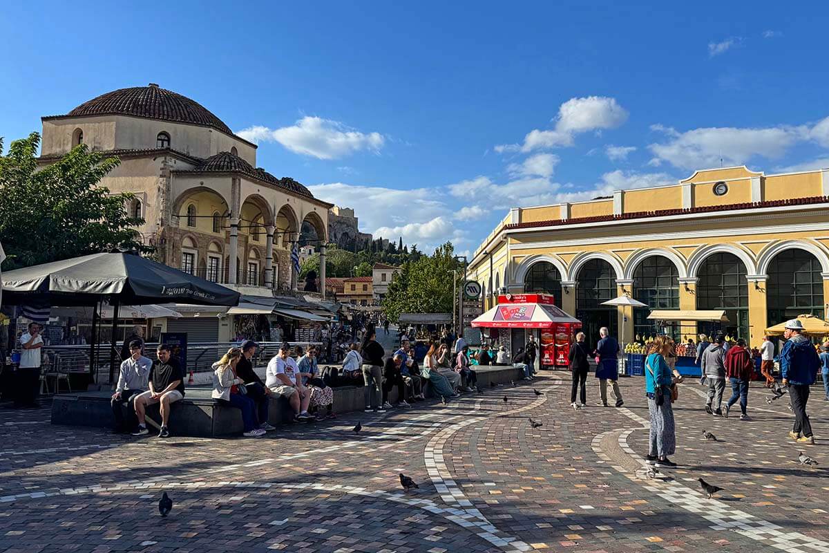 Monastiraki Square in Athens on a sunny day in autumn
