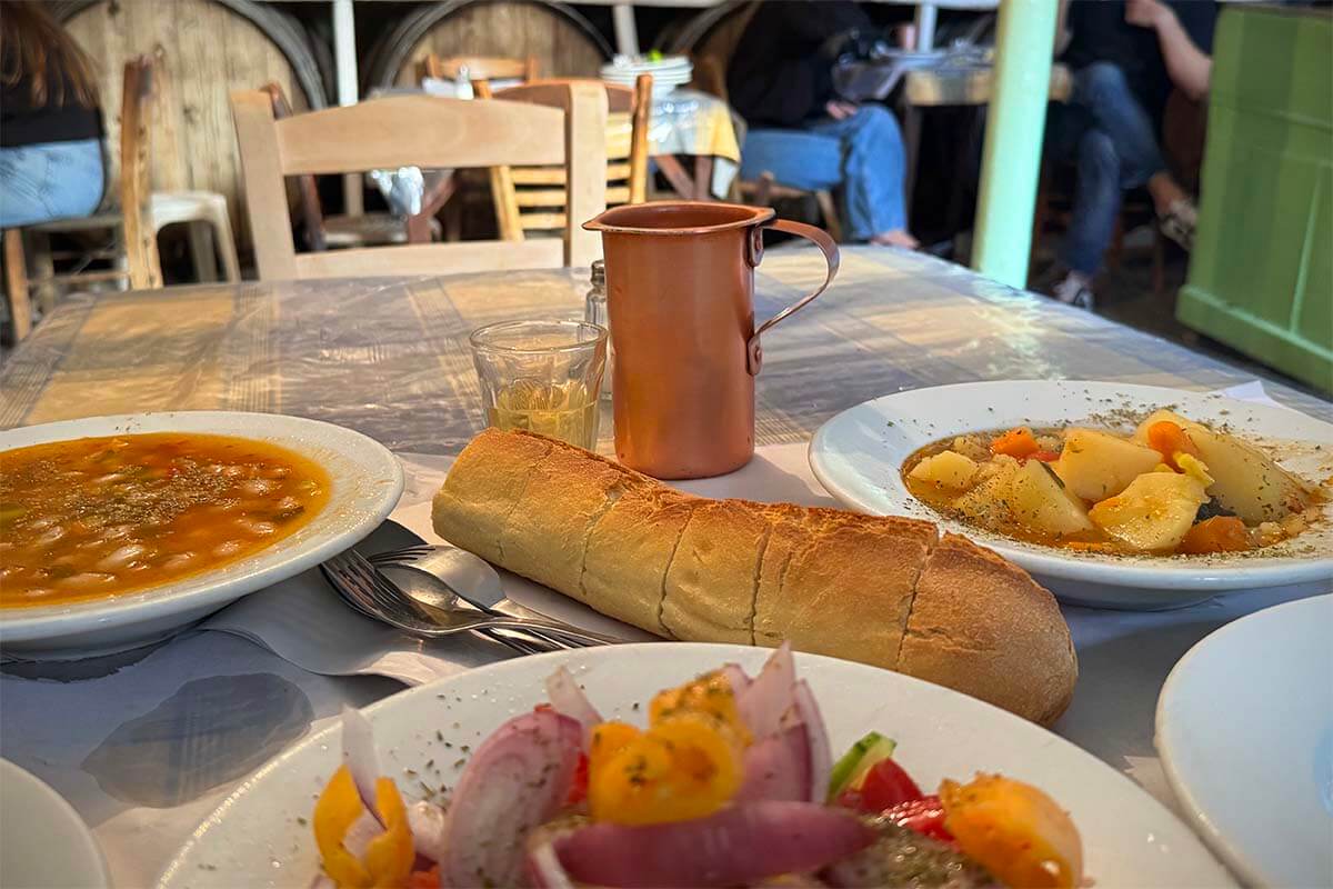 Simple Greek food at Diporto taverna in Athens